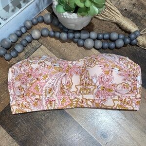 Kona Sol bikini top only bandeau‎ NWT pink paisley boho floral small